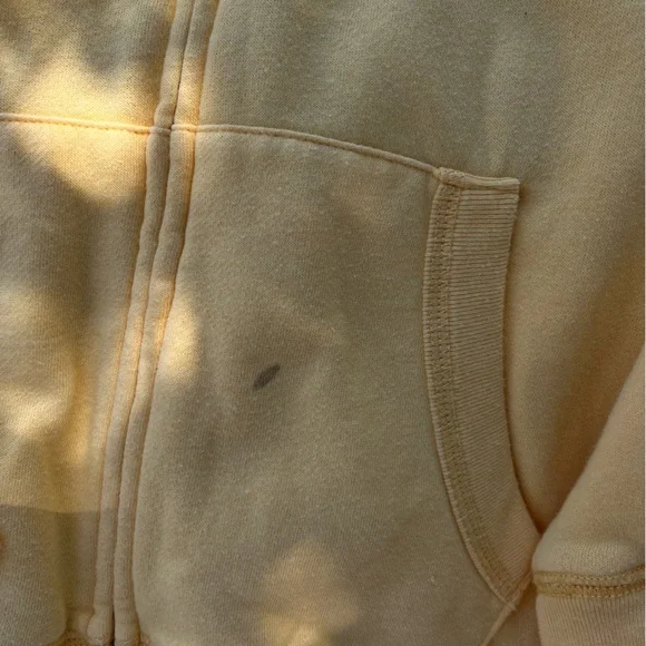 2000s Yellow Drawstring Kangaroo Pocket Zip Up Hoodie || AEROPOSTALE - Picture 2 of 3